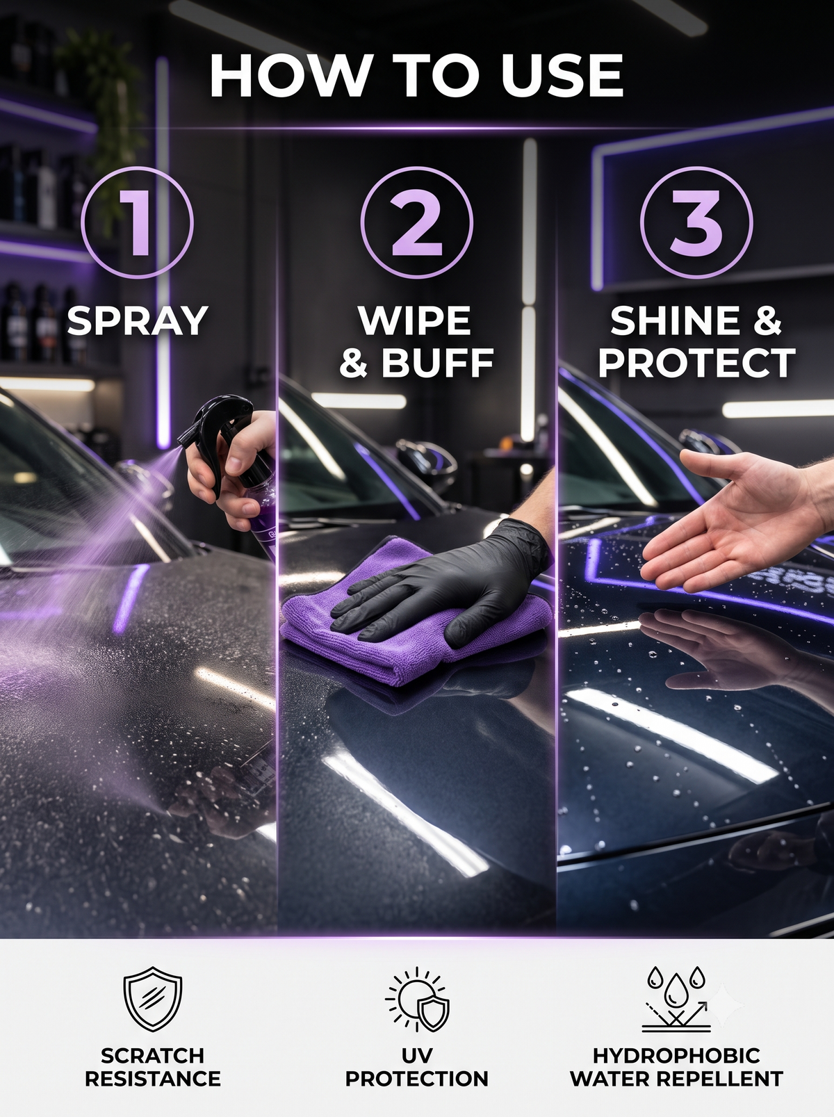 3 in 1 High Protection Quick Car Ceramic Coating Spray